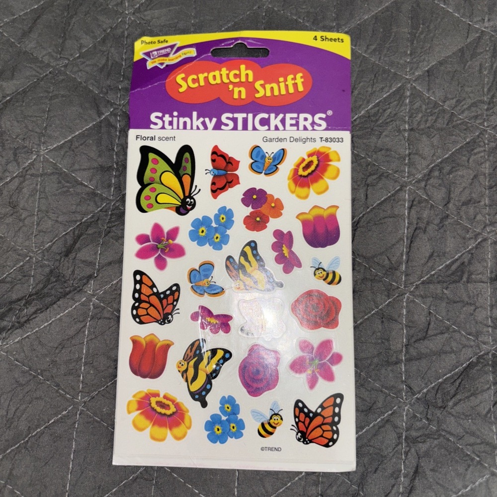 TREND Scratch 'n Sniff Sticky Stickers Floral Scent Garden Delights Butterfly
